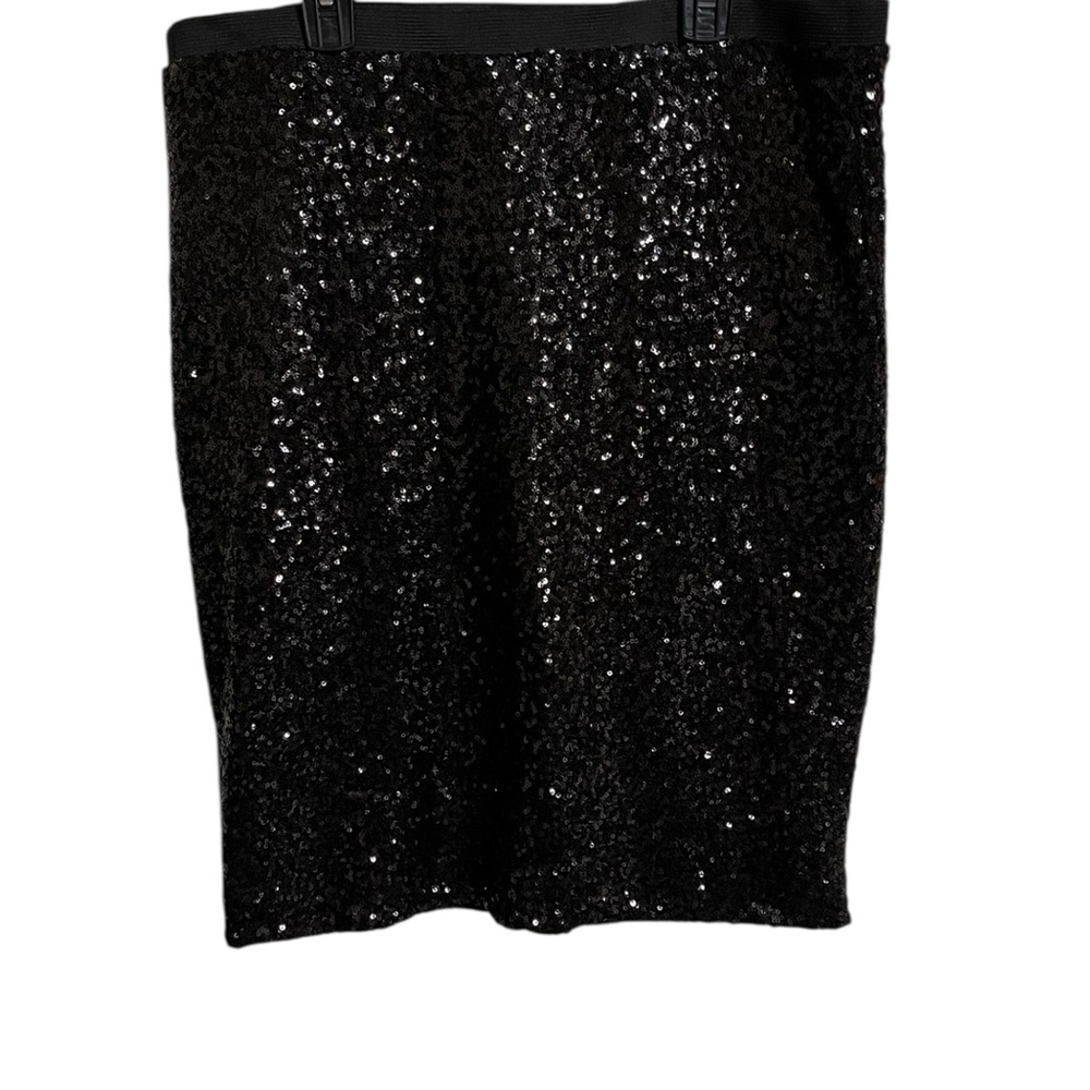 THE LIMITED CLASSIC BLACK SEQUIN SKIRT SZ LG EUC